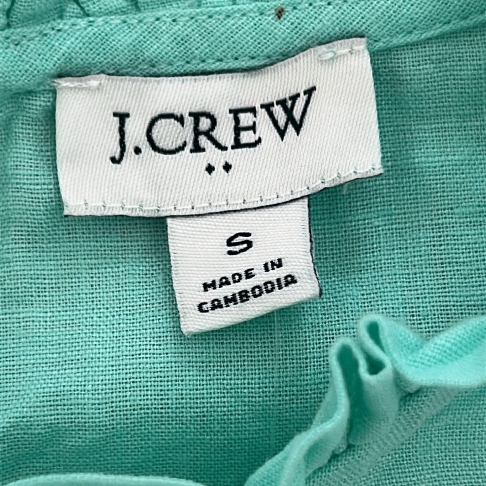 J. CREW NWT Mint Green Sleeveless Ruffle Top Size S Linen blend - Picture 3 of 7